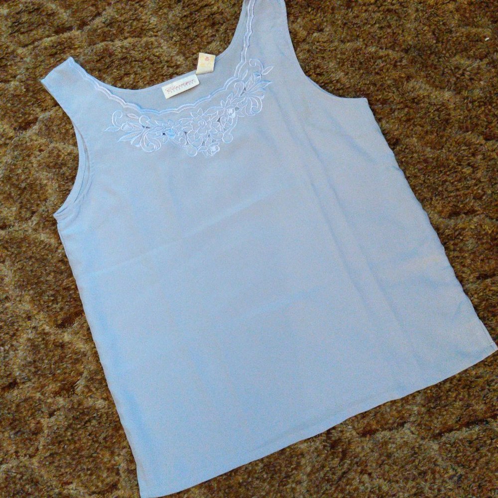 Classic Collections Embroidered Neckline Lavender Tank Top